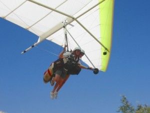 Rob Kells and Jen Welsh Launching the Falcon Tandem at Crestline, California. Photo: Ursula Edwards-Howells
