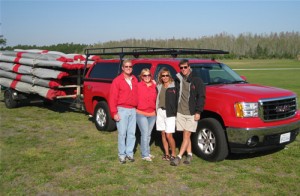 Rob and Trish Kells (l) with Diane and Rob McKenzie of High Adventure. The McKenzies drove the WW truck and trailer full of gliders from California to Florida.